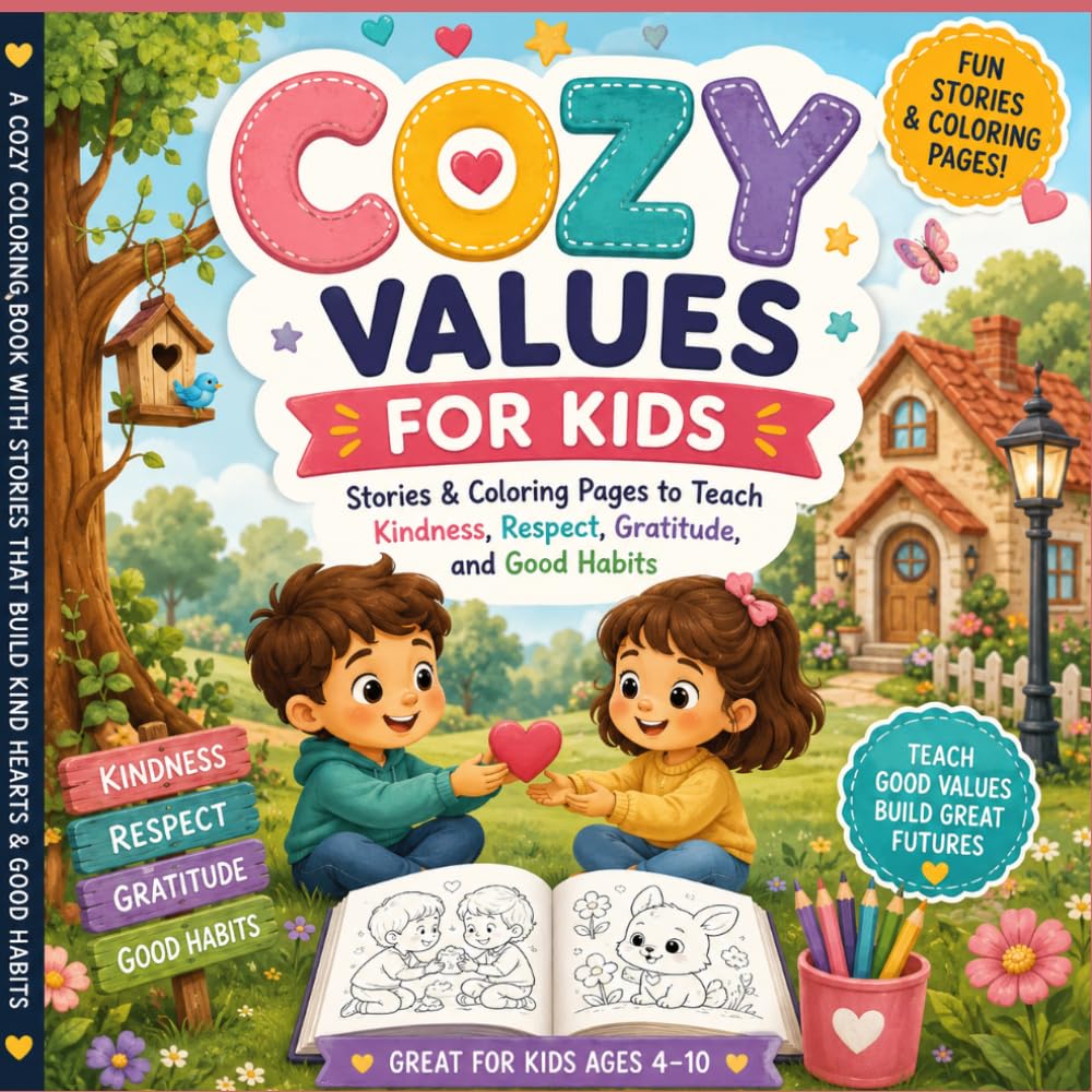 Cozy Values for Kids: Stories & Coloring Pages to Teach Kindness, Respect, Gratitude, and Good Habits