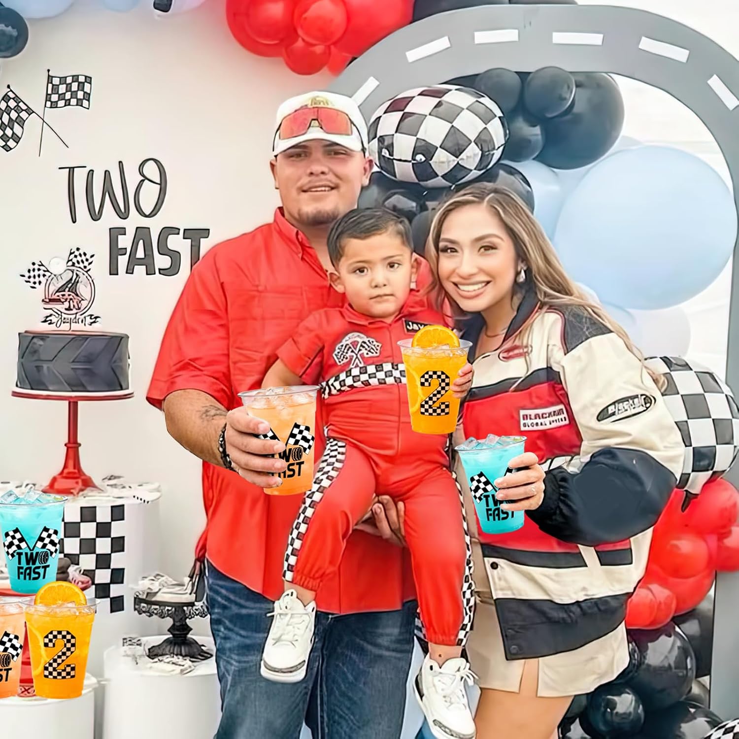 50pcs Two Fast Birthday Decor Plastic Cups, 12 Oz Disposable Party Cups for 2 Fast 2 Curious Birthday Decorations, Race Car Cups for Two Bday Decorations Boy