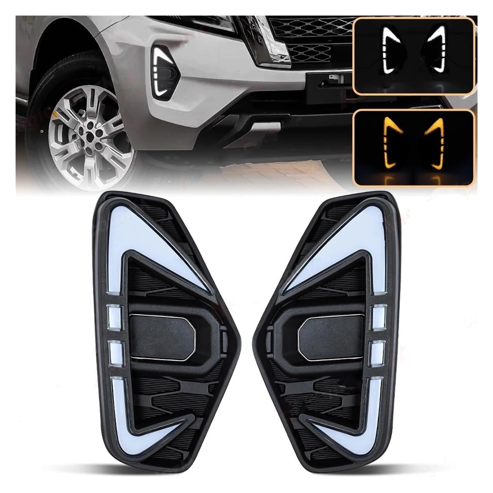Luces Diurnas LED DRL Para Nissan Para Navara NP300 Para Frontier 2020-2022 Direccionales, Blancas Y Amarillas 12 V Faros Antiniebla Led(LED A)