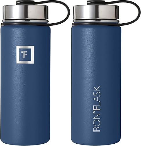 Miniatura 4 de IRON FLASK Botella de agua deportiva de 18 onzas, 3 tapas (tapa con popote), a prueba de fugas, acero inoxidable, para gimnasio y deportes, para