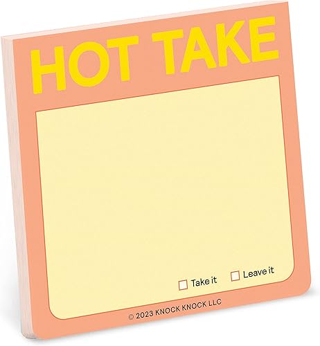1 bloc de notas adhesivas Knock Knock Hot Take, 3 x 3 pulgadas cada uno