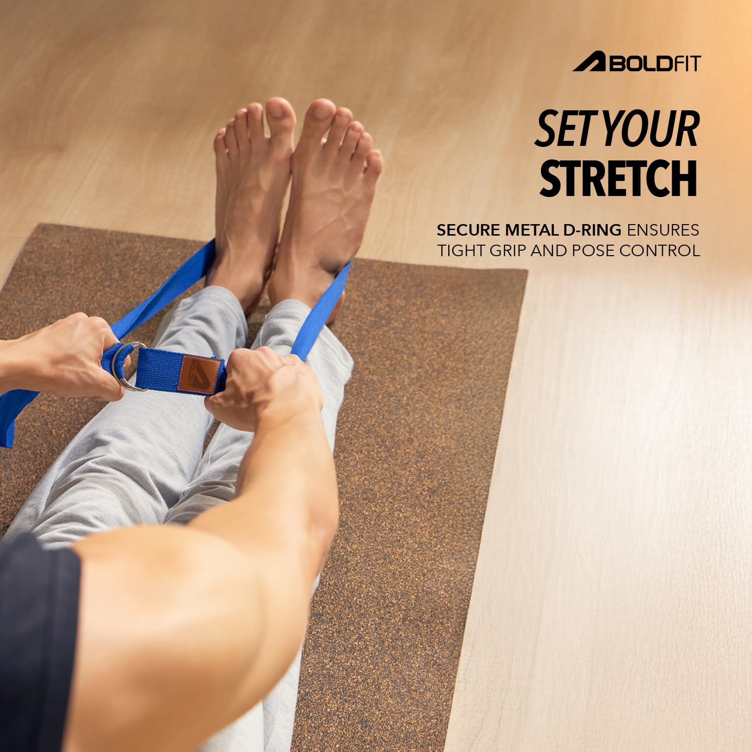 Boldfit Yoga Belt for Women and Men - Yoga Strap for Stretching with Extra Safe Adjustable D-Ring Buckle - Durable and Comfy Texture - Perfect for Your Yoga Session - 6 Feet, Blue 1