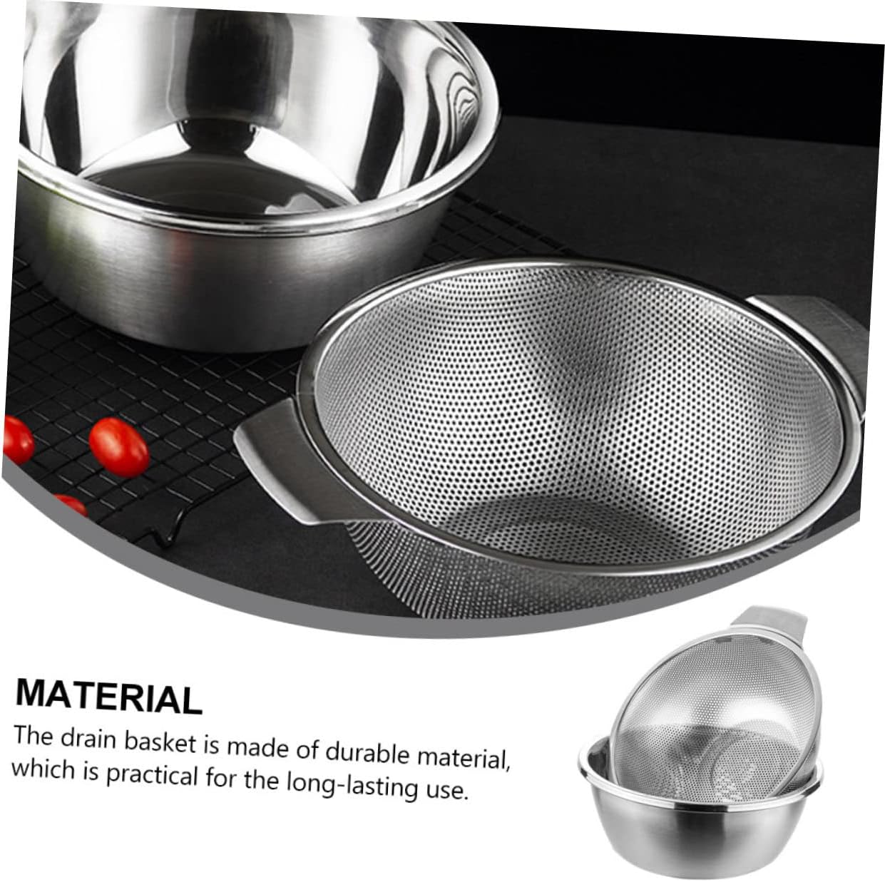 Multi-functional Drain Basket 2-piece Kitchen Fruit Colander Set for Food