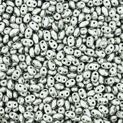 Miniatura 2 de Bundle of 3 Colors: Czech MiniDuo Two-Hole Seed Beads MiniDuo Beads 2x4mm, 8GM per Color – Pale Gold, Aluminum & Violet Rainbow - 24 Grams Total