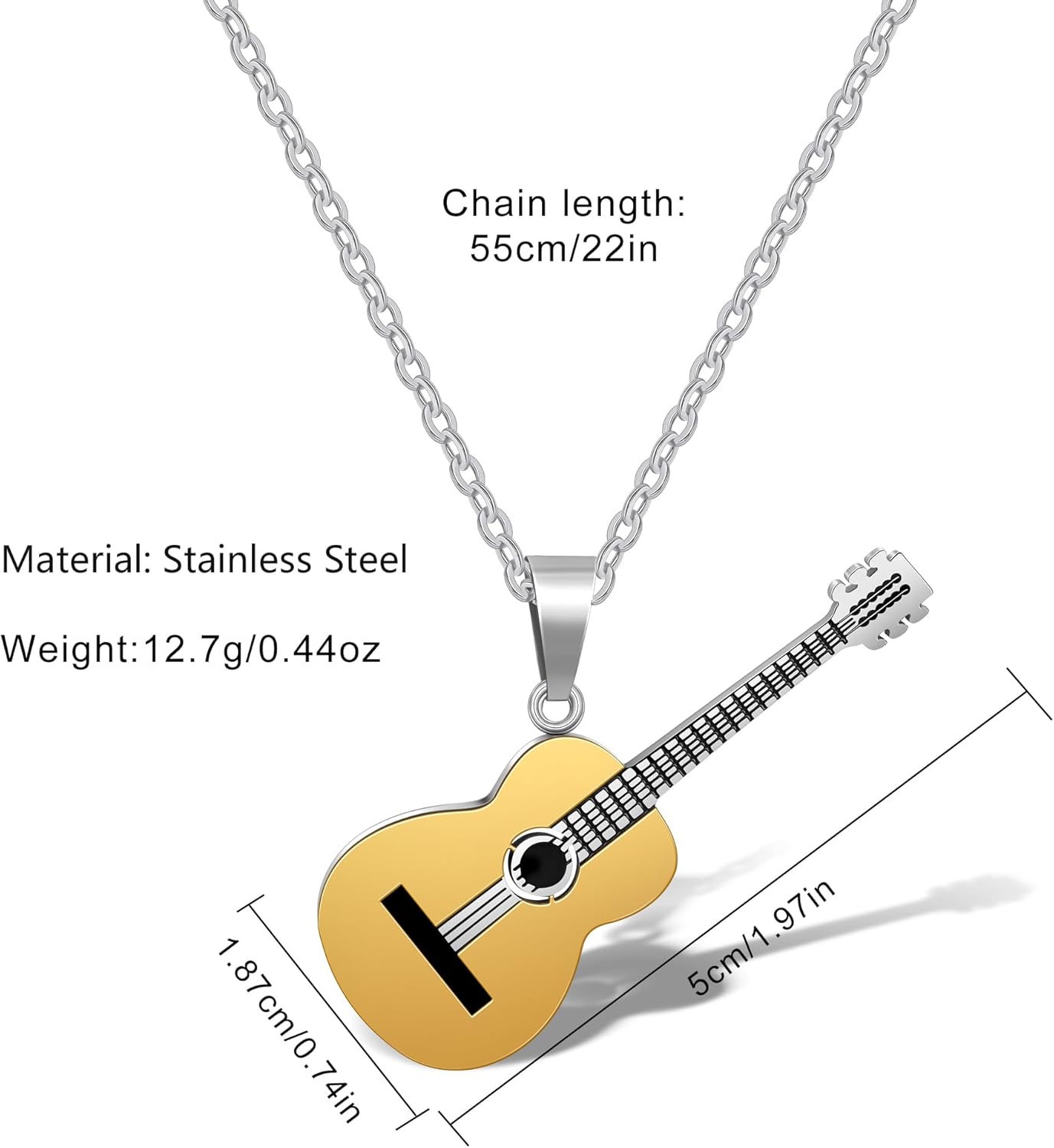 AILUOR Men Women Guitar Pick Necklace with Adjustable Chain Hip Hop Music Style Titanium Steel Guitar Tag Pendant Jewelry Personalized Gift - Image 6