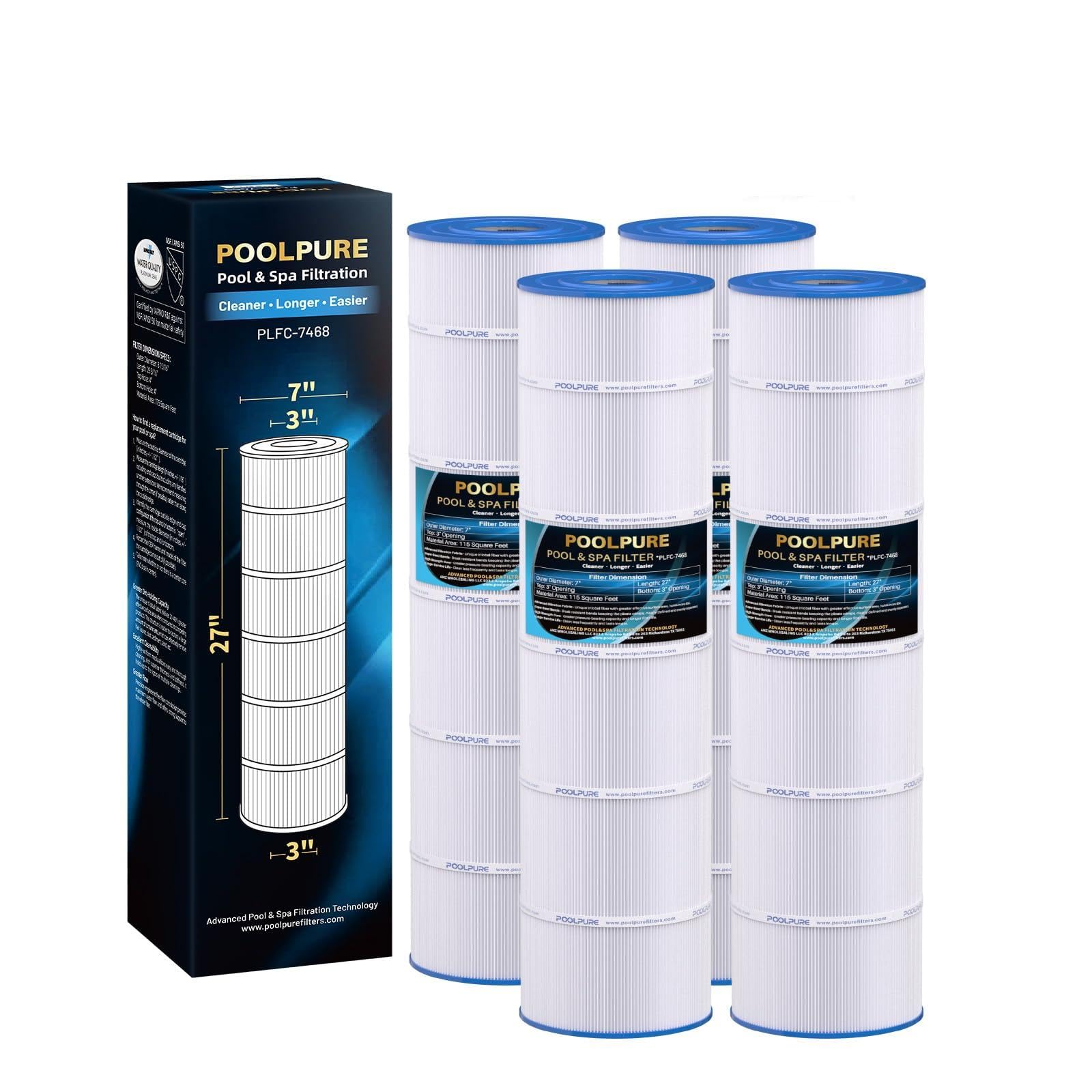 Photo 1 of POOLPURE C-7468 Filter Replaces Jandy CL 460, CV460, PJAN115, Ultral-A9, Unicel C-7468, Filbur FC-0810, Excel Filters XLS-705, FC-6410, Aladdin 21501, Baleen AK-60432, 4X115 sq.ft Cartridge 4 Pack