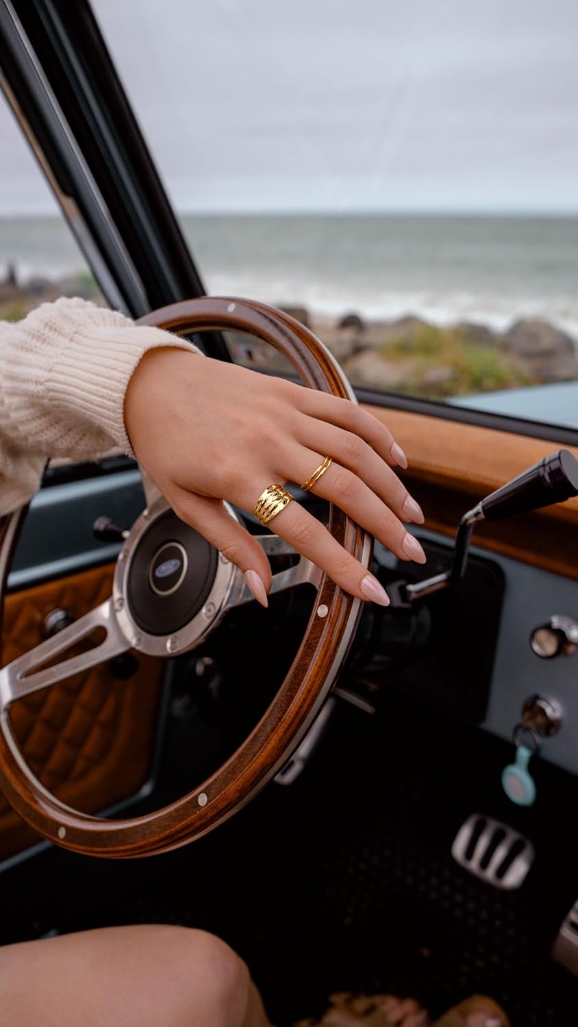 Hammered Gold Ring – 18K Gold Plated Stackable Band for Women, Minimalist & Hypoallergenic Jewelry for Everyday Wear or Gifting - Image 8