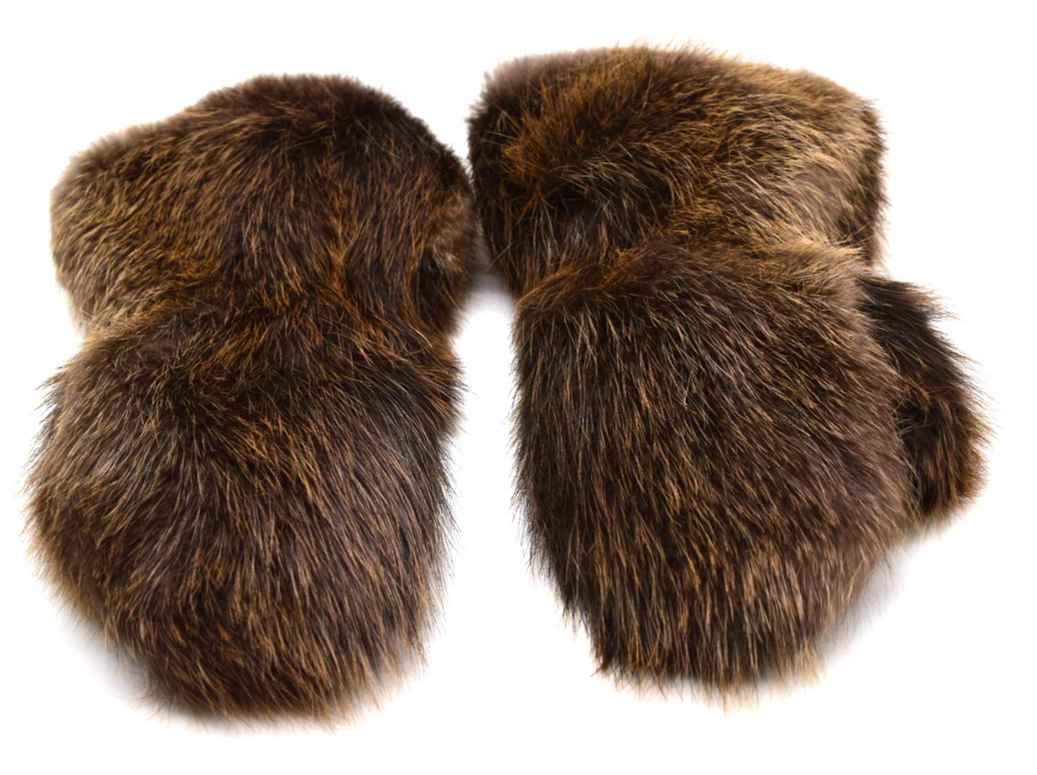 Generisch Herren Fäustlinge aus echtem Biberfell mit Lederhandfläche, geschorener Biberfell-Isolierung und Fleecefutter, 36 cm