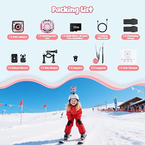 Miniatura 7 de PROGRACE Cámara impermeable para niños  Cámara de vídeo para niños subacuática 1080P HD Videocámara digital para niñas vacaciones cumpleaños