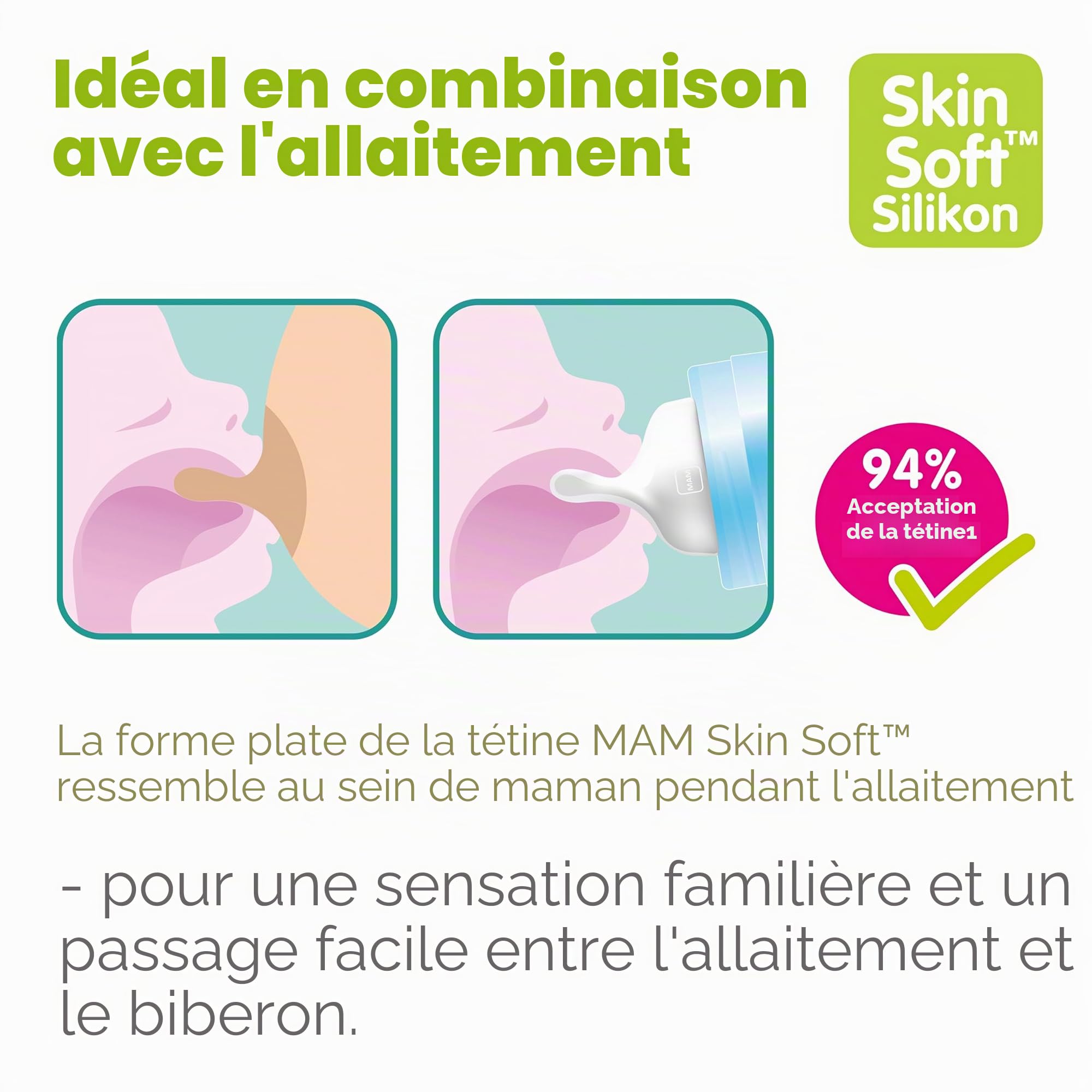 MAM Feel Good Gourde en verre pour bébé 170 ml - Bouteille de lait avec ouverture large - Gourde stable avec tétine - Taille 1 - dès la naissance - Écureuil/oiseau