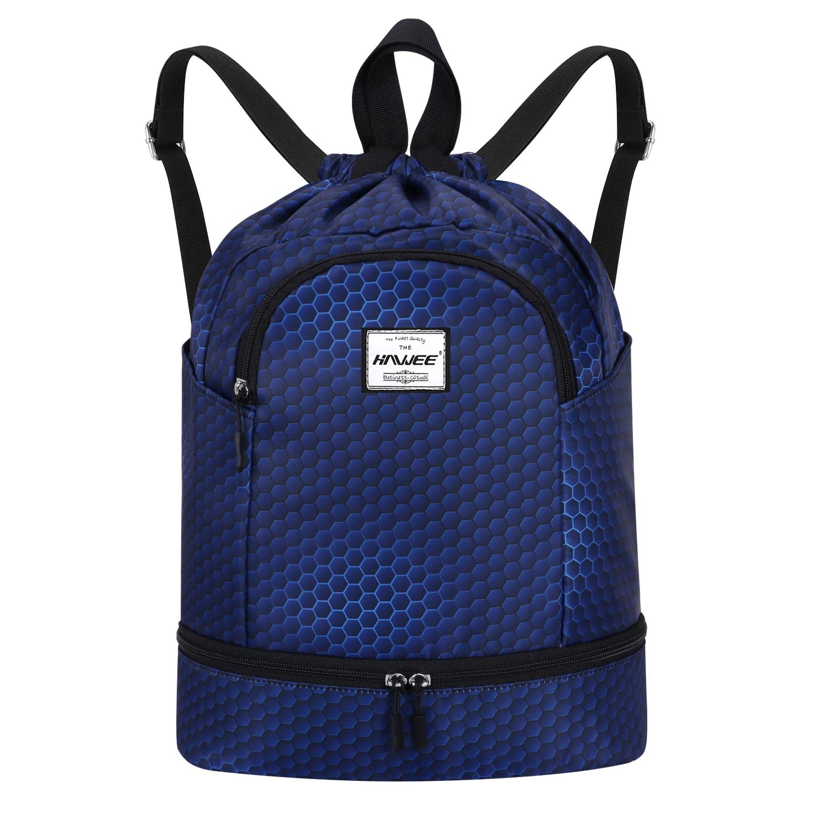 HAWEE Dry Wet Drawstring Backpack with Shoe Compartment for Women Adjustable Gym Bag