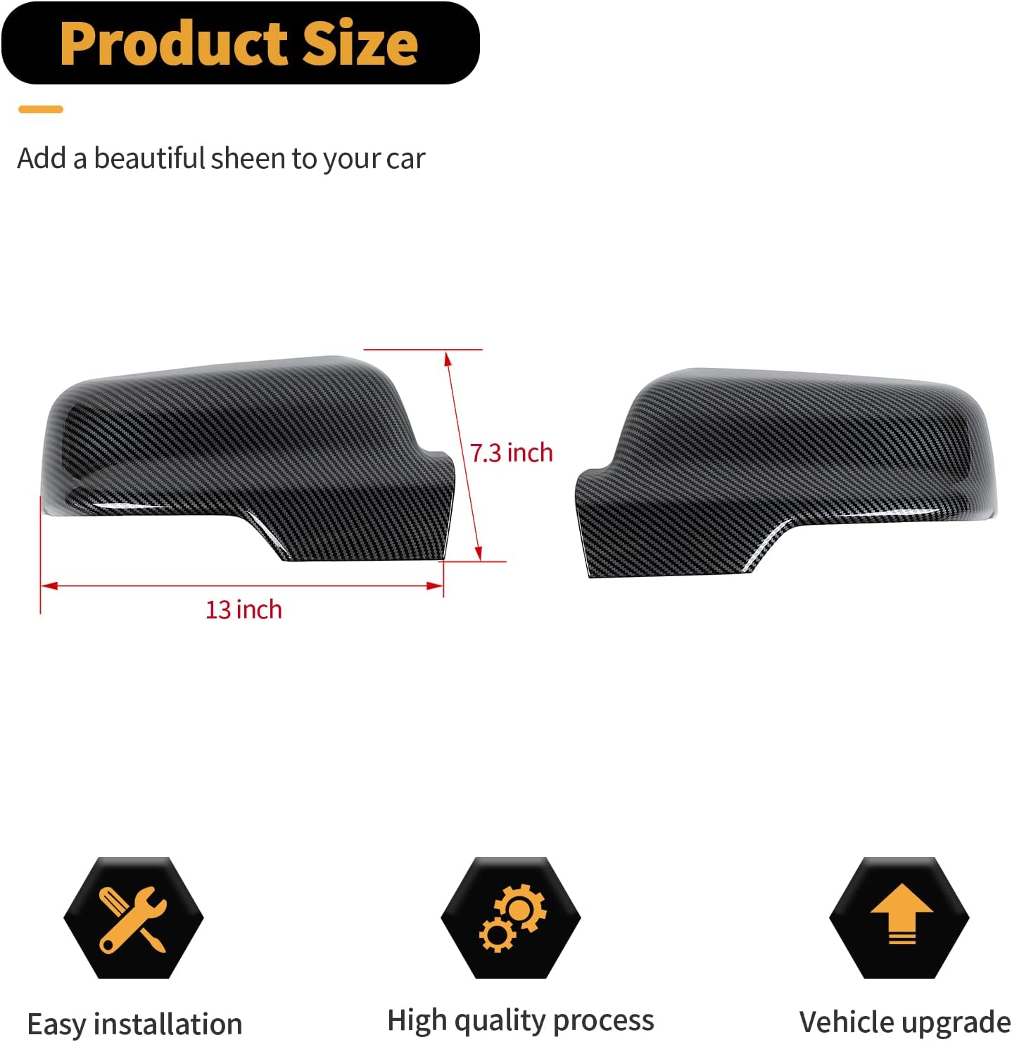 Carbon Fiber Rearview Mirror Cover Trim Shell Kit Car Rear View Side Mirror Exterior Decoration Accessories for Dodge Ram 2018-2022