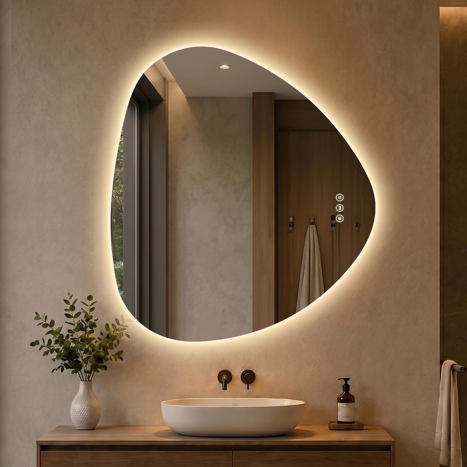 Specchio Bagno LED 60 x 70 cm, Retroilluminato, Senza Cornice