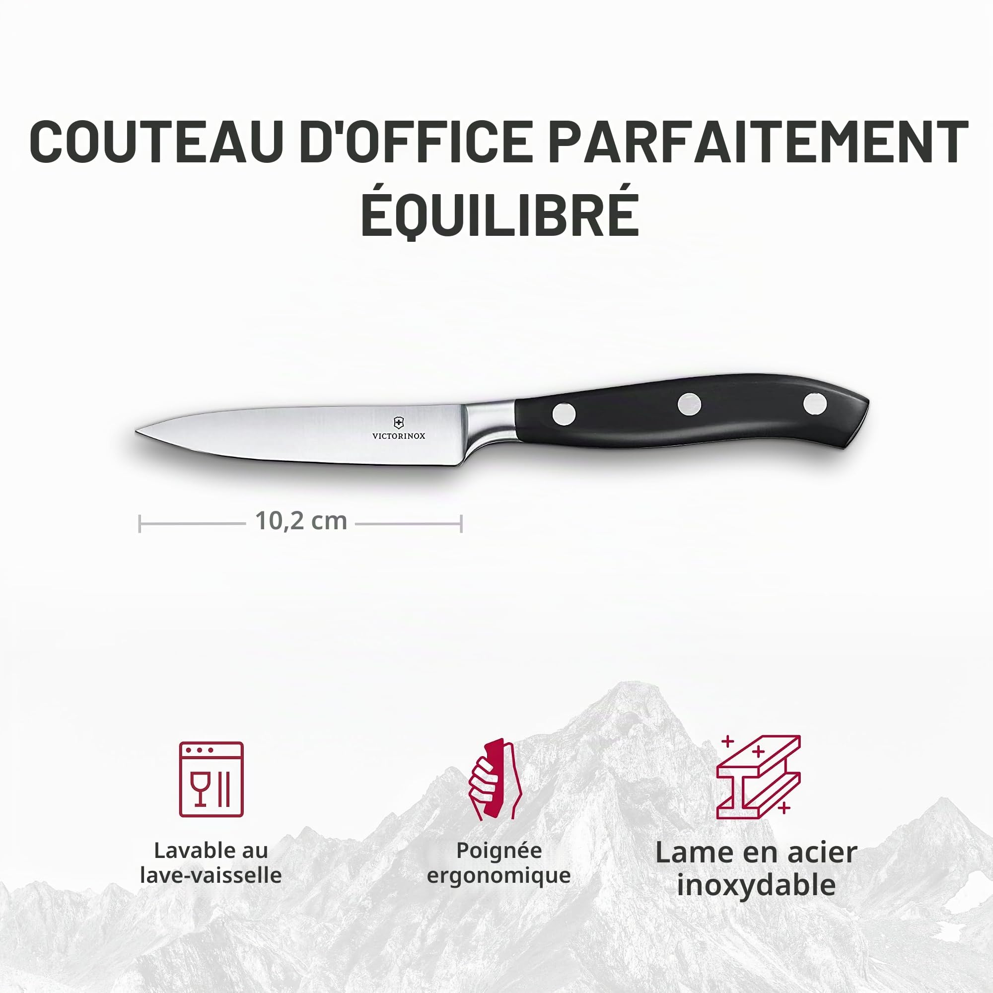Victorinox Grand Maître Couteau d’Office, Lame Forgée 10 cm, Noir
