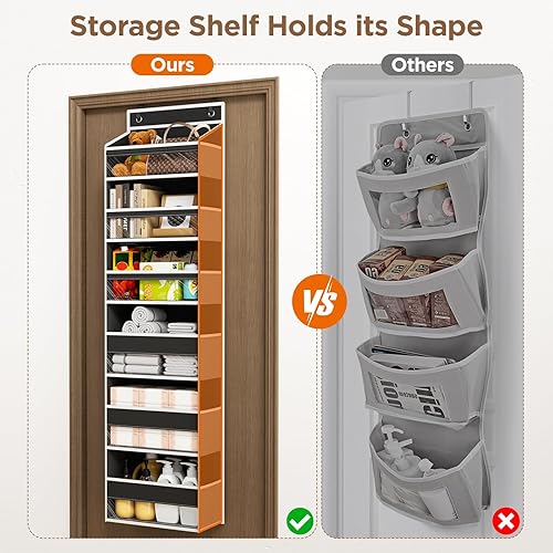 Miniatura 8 de Organizador para colgar sobre la puerta, 6 estantes para colgar en la puerta con 6 bolsillos de gran capacidad, estantes colgantes para