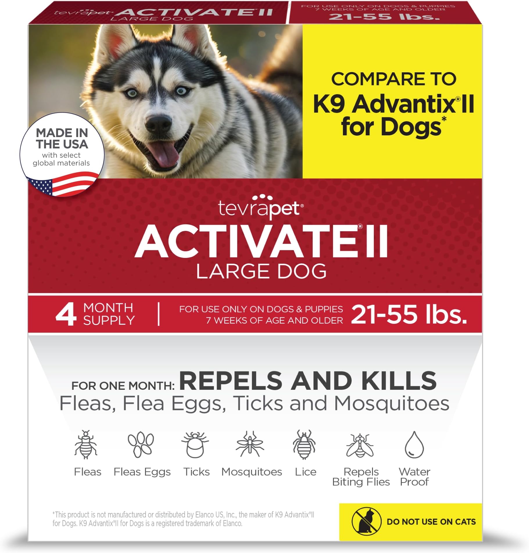 Activate II Flea and Tick Prevention for Dogs | 4 Months Supply | Large Dogs 21-55 lbs | Fast Acting Treatment and Control | Topical Drops