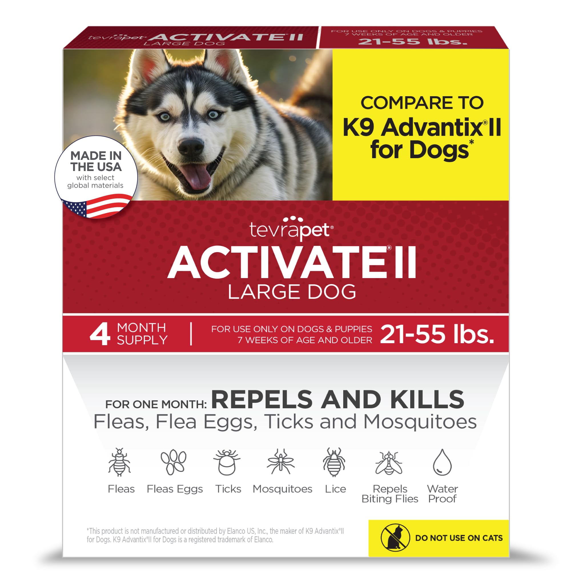 Activate II Flea and Tick Prevention for Dogs, Large Dogs 21-55 lbs, Topical Drops, 4 Month Flea and Tick Treatment