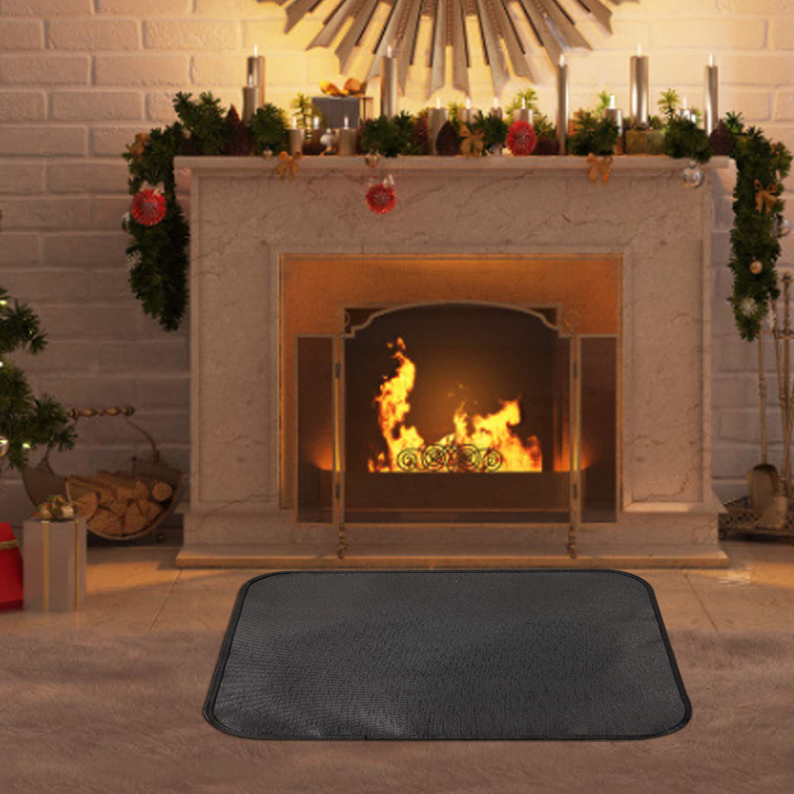 Tapis ignifuge en fibre de verre pour cheminée et barbecue, tapis de protection ignifuge antidérapant pour la sécurité de la terrasse et du jardin