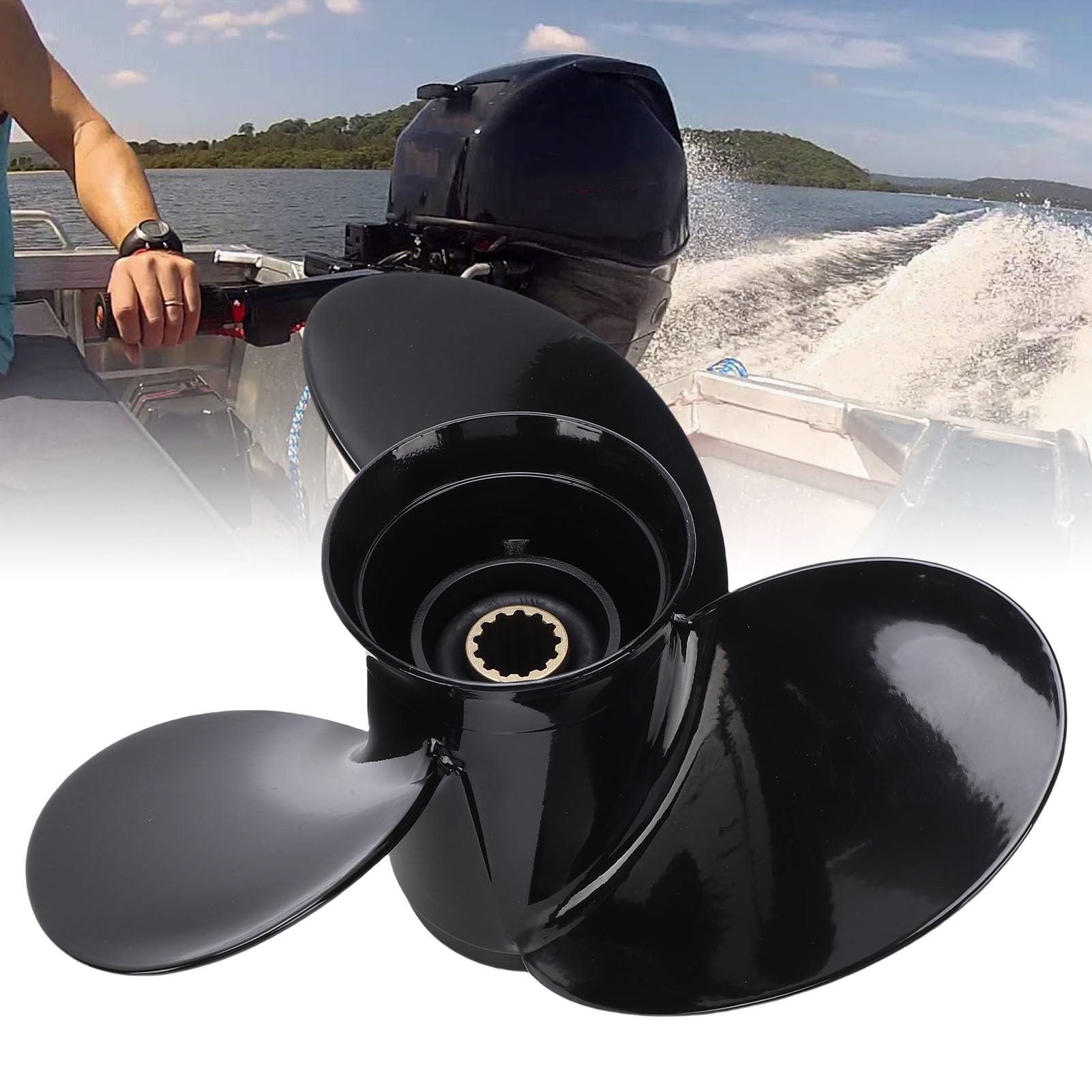 SIXRUN per Barca, Sostituzione a 3 Pale in Alluminio per Motori Fuoribordo 30 35 40 50 60 70, Misura 10 5/8 X 12, Perfetto per Applicazioni Marine