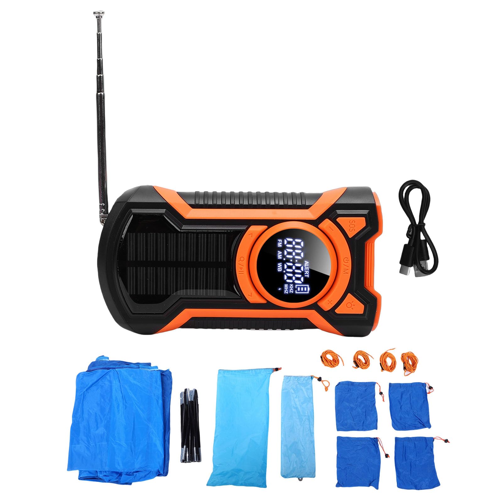Radio de Emergencia 5000mAh Radio Meteorológica NOAA Am FM WB con Manivela Solar, Linterna LED SOS y Cargador de Teléfono, Radio Portátil a Prueba de Agua IPX5, Bluetooth 5.3 para