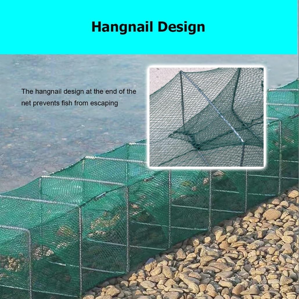 7.9-52.5' Length Portable Folding Polyethylene Fishing Net, Hand-Thrown Cage Shrimp/Crab Bait Trap for Fishing Lovers