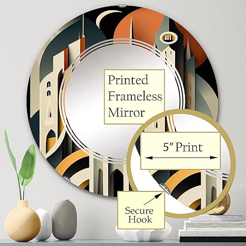 Miniatura 8 de DesignQ Fantasy Cityscape III - Espejo de tocador, espejos de baño, espejos de pared para sala de estar, dormitorio, espejo ovalado, grande, 20 x 30