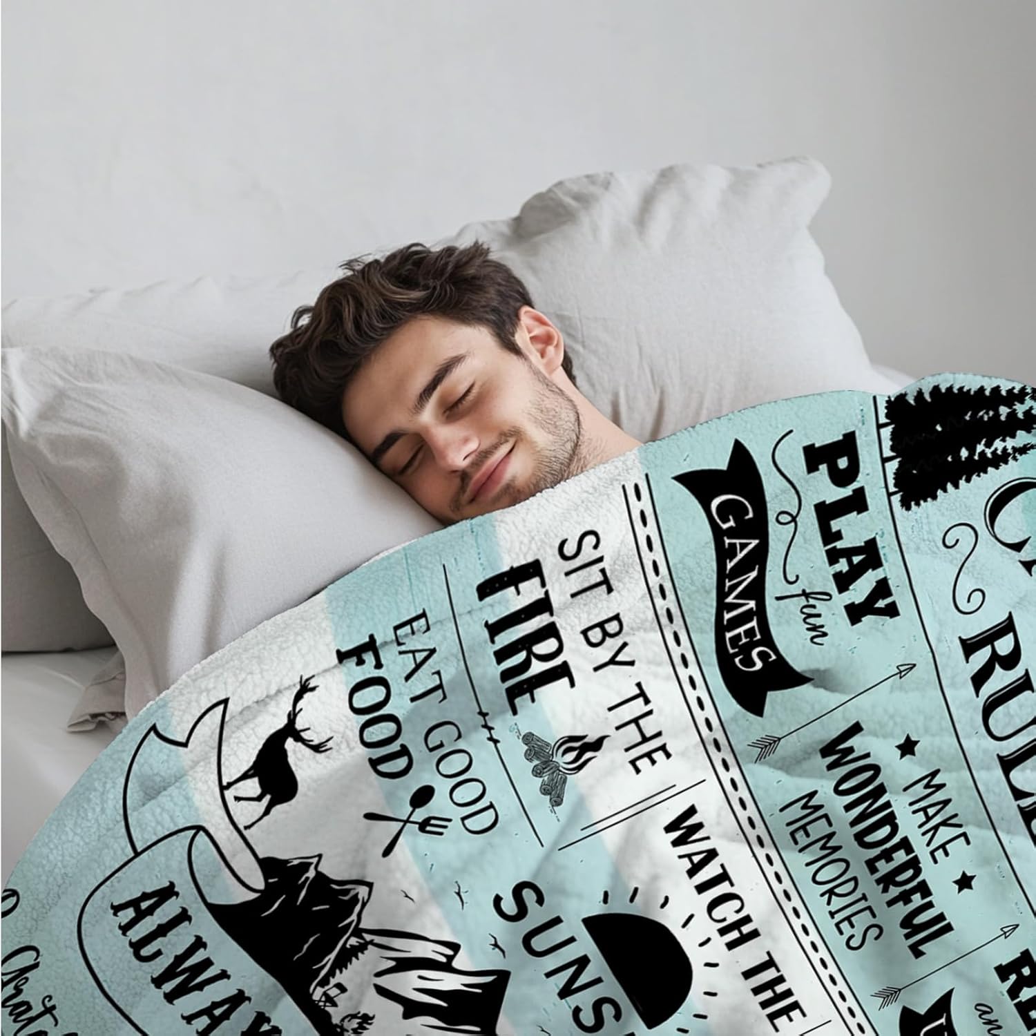 Camping Gifts for Women/Men, Camping Rules Blanket, Camp Stuff, Camp Essentials, Camper Decor for Outdoors, RV Owners Travel 60"x50" - Image 4