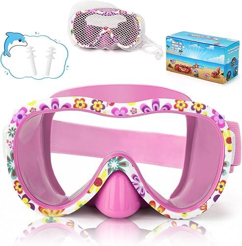 Miniatura 28 de Gafas de natación para niños, máscara de buceo, máscara de buceo, gafas de natación con cubierta de nariz y correas elásticas anchas con bolsa de