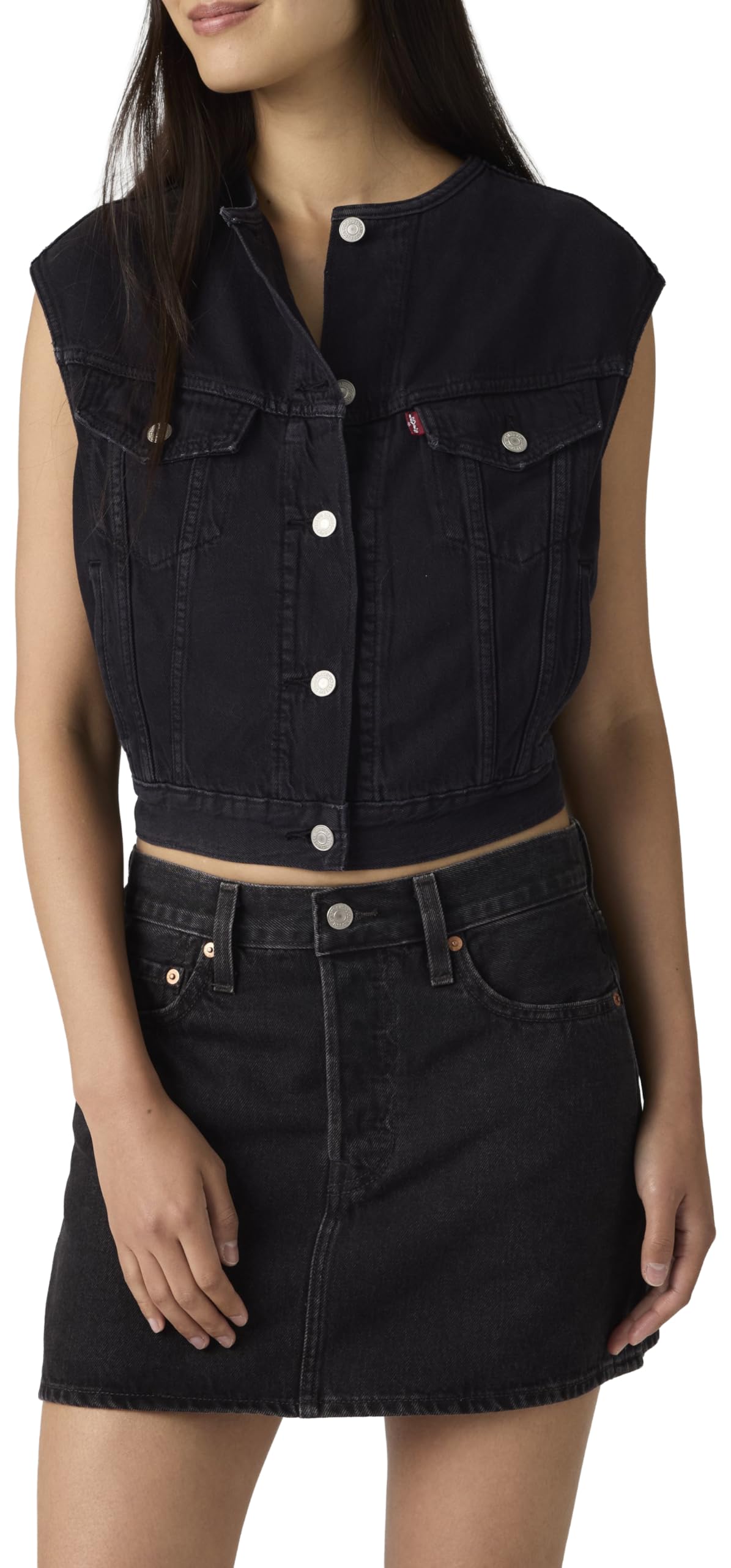 Chaleco vaquero Levi's Shrunken de mujer sin solapas con botones metálicos 8