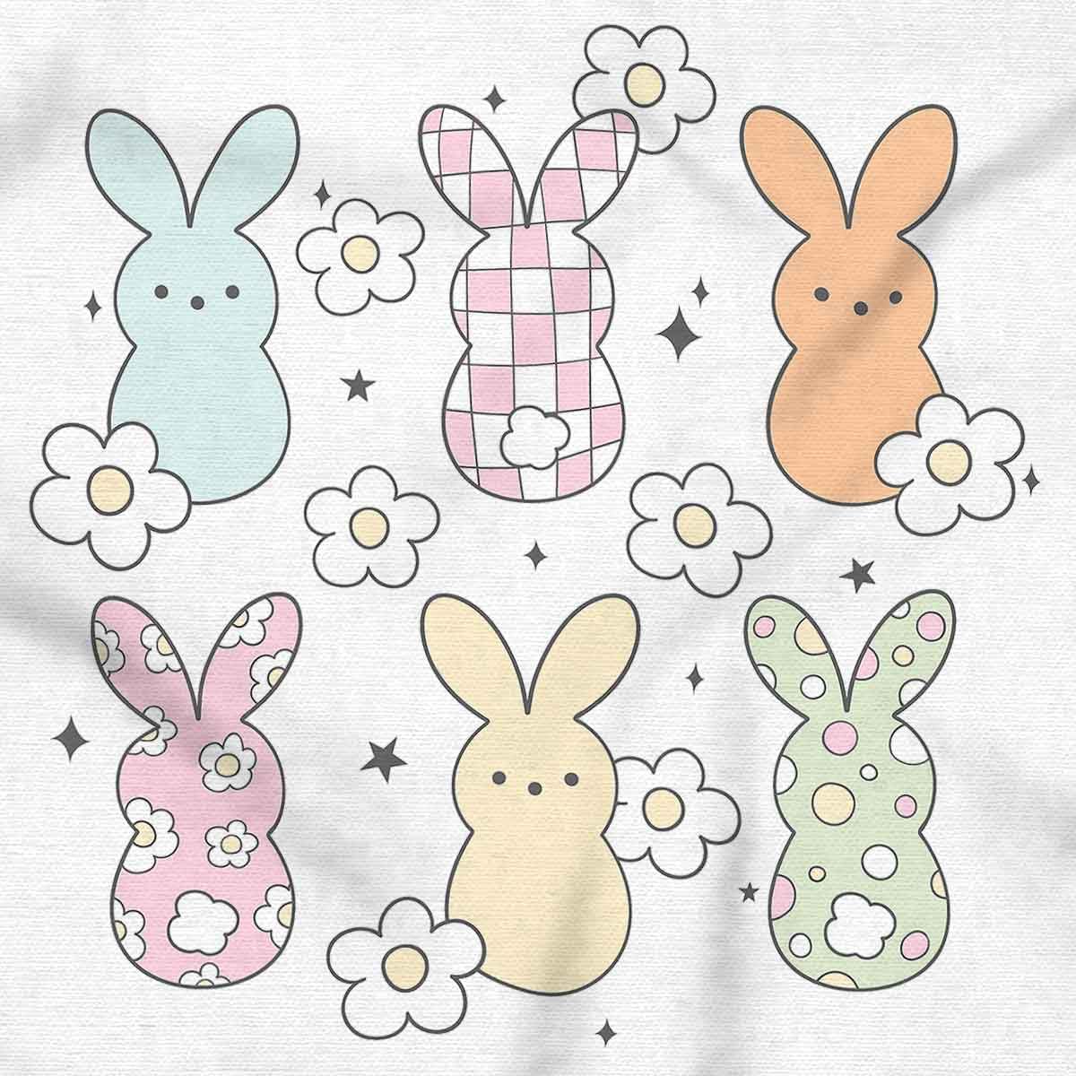 Brisco Brands Colorful Easter Bunny Patterns Toddler Baby Girl T Shirt