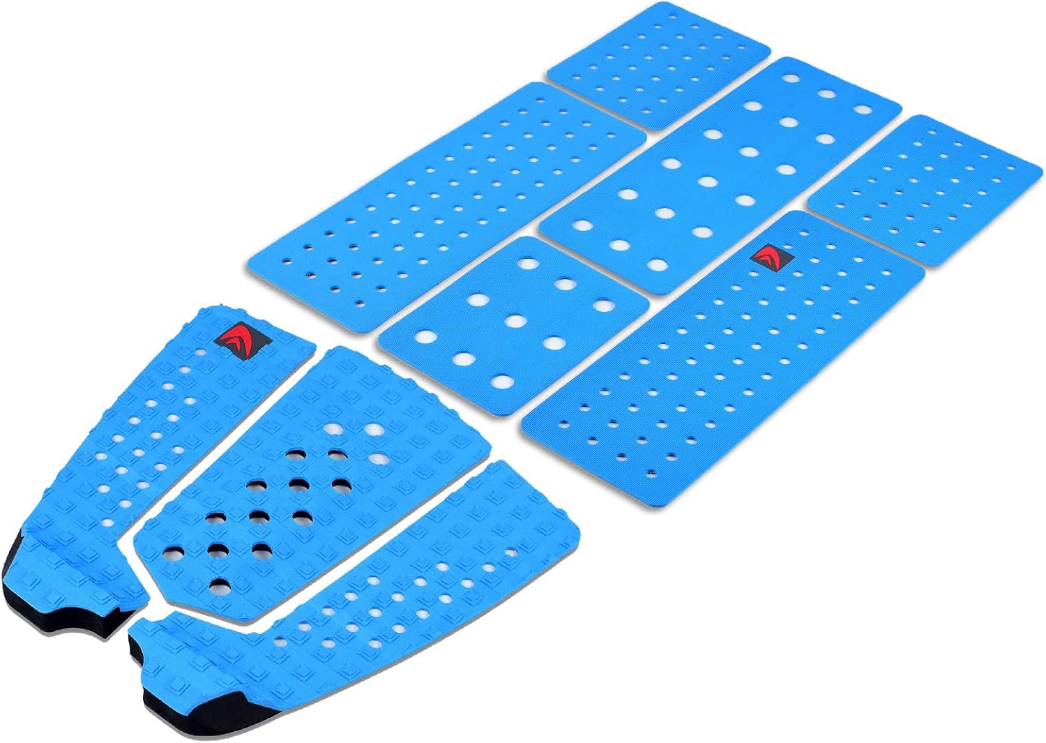 Abahub 9 Piece Surf Deck Traction Pad Premium EVA with Tail Kicker 3M Adhesive for Surfboard Longboard Shortboard Funboard Fish Skimboard Black/Blue/Brown/Gray/White/Orange/Navy Blue