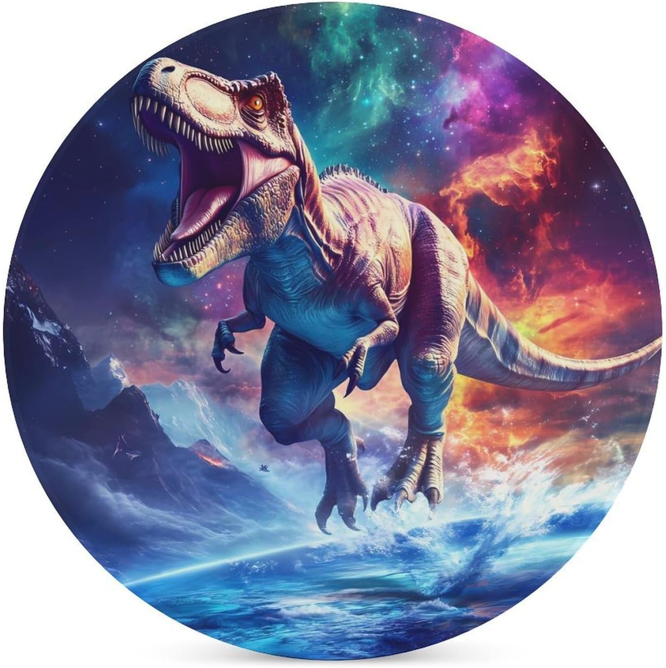 Dinosaurs Galaxy Funny Round Ceramic Coasters for Drink Absorbent Cup Holders Tabletop Protection