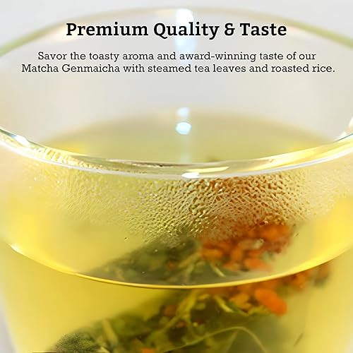 Miniatura 4 de Sugimoto Tea - Genmaicha orgánica - auténtico té verde japonés - con arroz asado - antioxidantes, cafeína, L-teanina - 12 bolsas pirámide