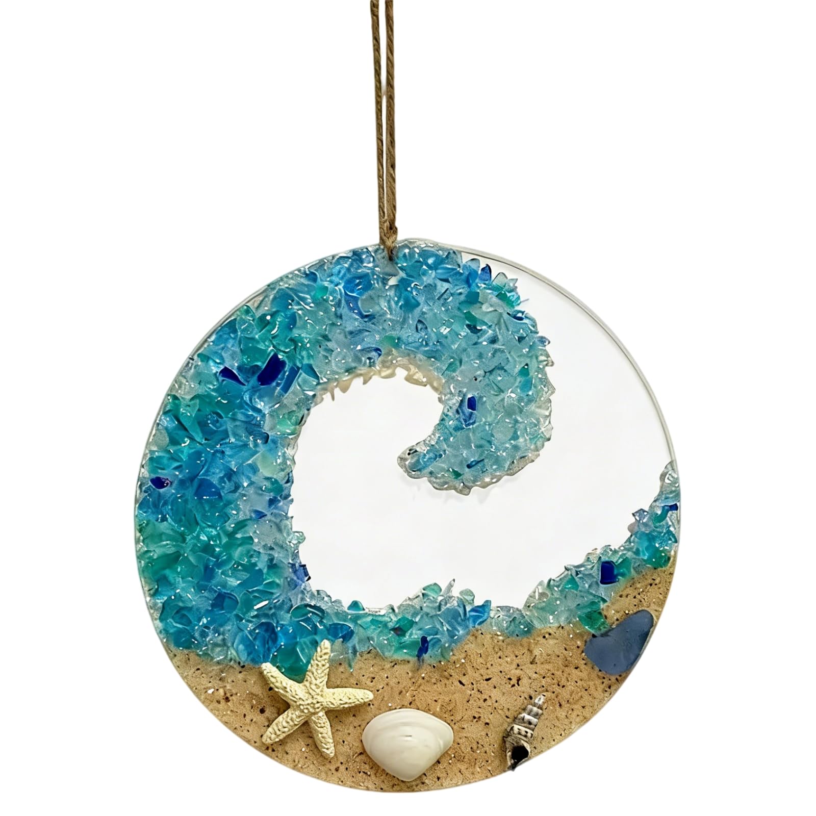 1 Pc Acrylic Sea Glass Suncatcher, 2D Ocean Crashing Wave Beach Ornament, Valentine Day Couple Transparent Memorial Crafts Pendant, Wall Decorative Hanging Ornaments Home, Bedroom, Office Accents