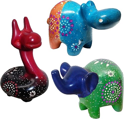 Miniatura 2 de Safari africano de la selva de animales gorditos de 4 pulgadas, tacto humano auténtico, suave, elegante, fresco y relajante, juego de 3 figuras