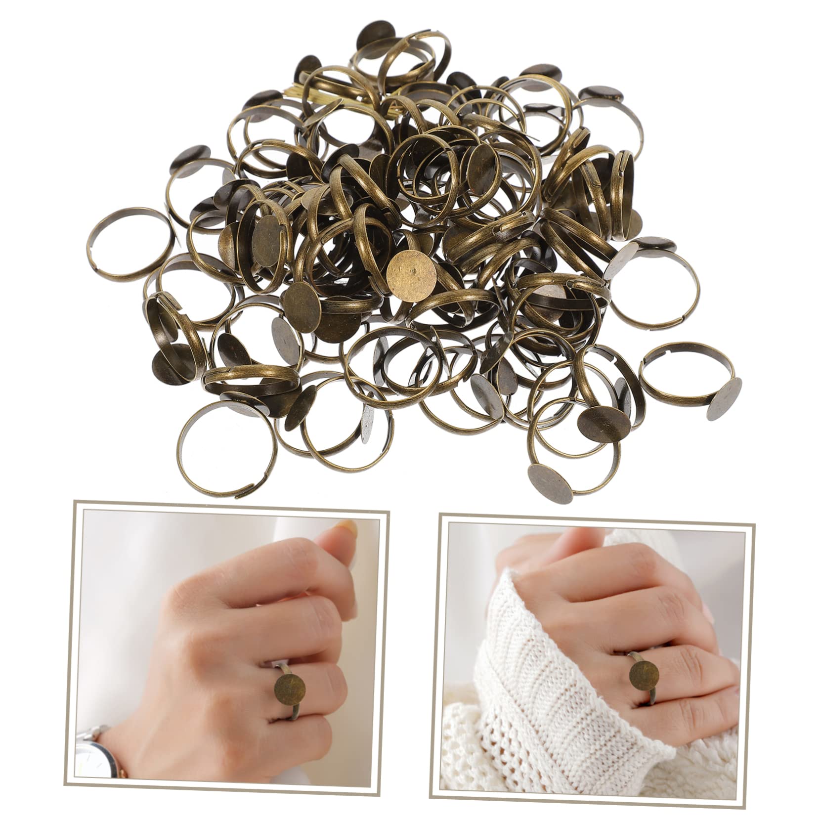Lot De 30 Plateaux à Bagues Vierges En Acier Inoxydable - Bases Réglables Pour Création De Bijoux DIY - Doré