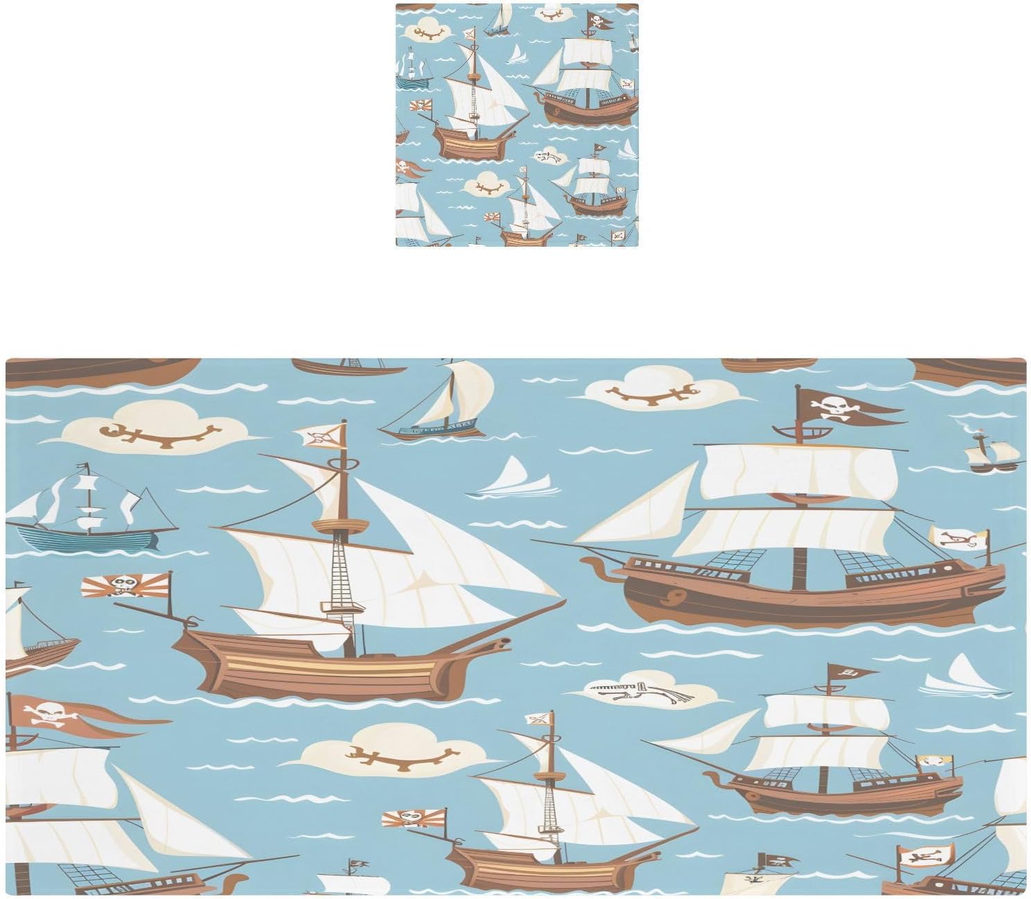 Hand Towels Premium Soft and Highly Absorbent Blue Piracy Schooner 2 Pcs Towels for Bathroom Set 100% Cotton Decorative Face Towels