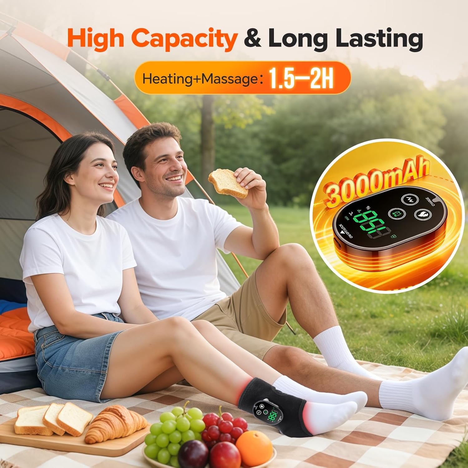 Cordless Neuropathy Foot Massager, Ankle Massager for Pain Relief, Ankle Heating Pad Plantar Fasciitis Relief, Black - Image 5