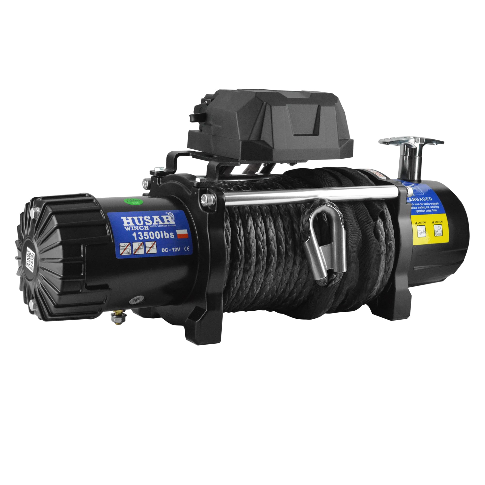 Wyciągarka Elektryczna 12 V, 6124 kg, mocna lina syntetyczna o długości 26 m, bezprzewodowe sterowanie, hamulec cierny, przekładnia planetarna – idealna do ATV/UTV, lawet, 4x4