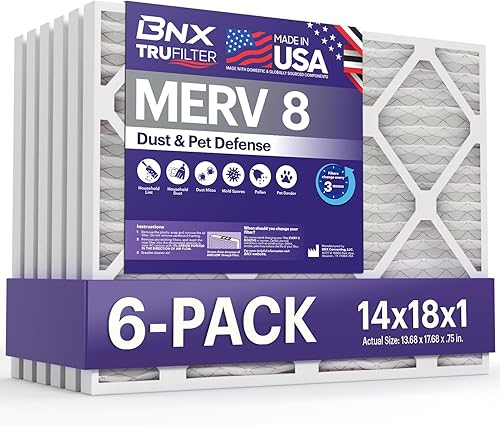 Miniatura 137 de BNX TruFilter - Filtro de aire 14 x 25 x 1 MERV 8, electrostático plisado para defensa contra polvo y mascotas, para aire acondicionado, HVAC