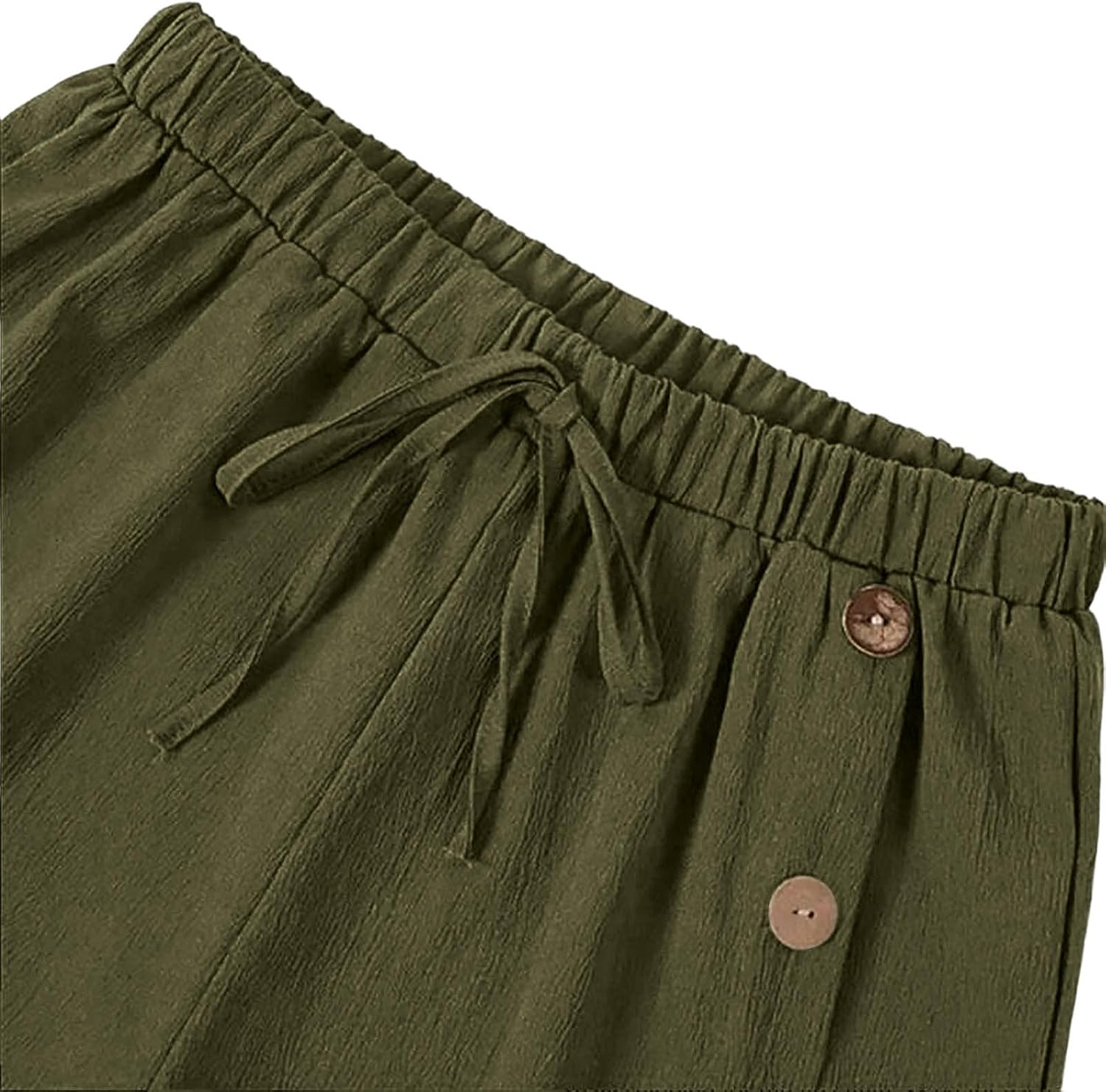 Women's Cotton Linen Bermuda Shorts Elastic Waist Comfy Button Shorts with Pockets Lounge Casual Summer Clothes
