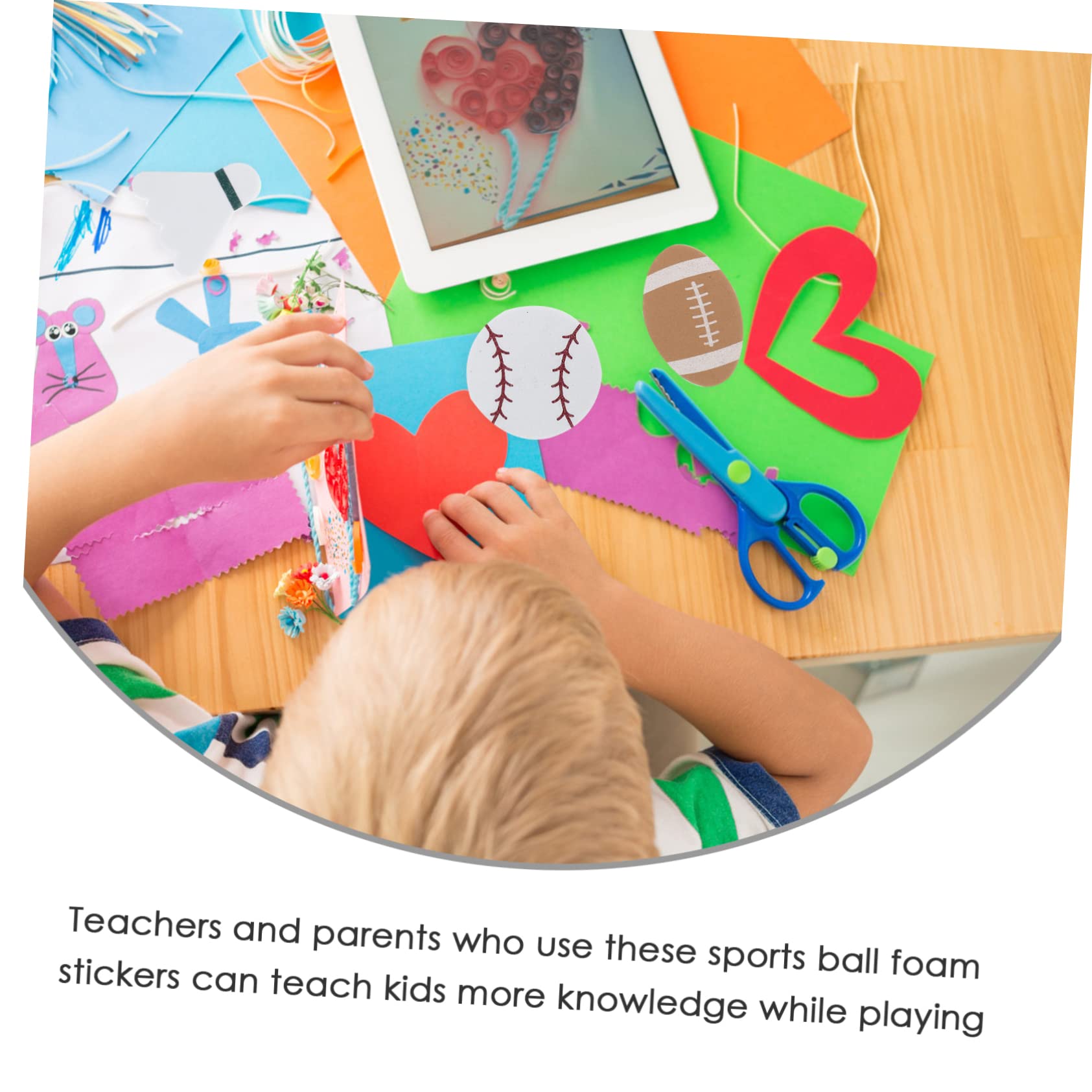 VANZACK 4 Packs Sports Ball Foam Stickers Self Adhesive Decorations for Ball Theme Parties Educational Props DIY Crafts for Walls Windows and Classrooms