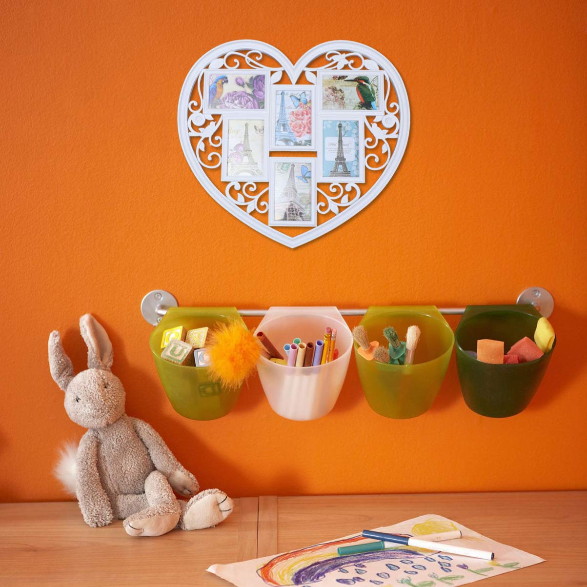 Fotorahmen mit Herz aus Kunststoff, Collage, Bilderrahmen, Wandbehang, Fotohalter, dekorativ für Fotoanzeige, 15,2 cm (weiß) Little Surprise