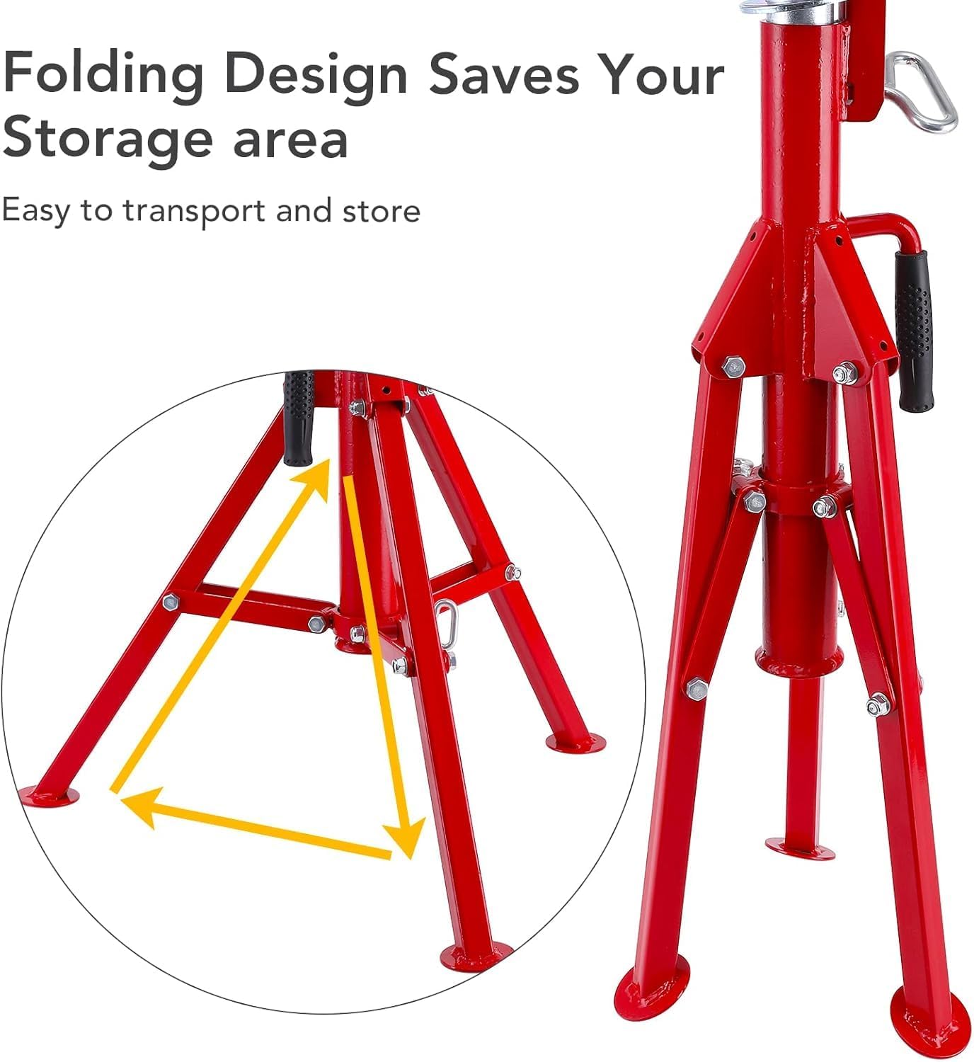 Höhenverstellbarer V-Kopf Rohrständer 2er Set – Klappbar & tragbar – 61–132 cm, Tragkraft 1134 kg, robust aus Kohlenstoffstahl – Für Werkstatt, Fahrzeugreparatur & Baustelle