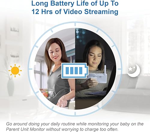 Miniatura 10 de VTech RM7766-2HD RM77662HD Smart Wi-Fi 1080p 2 cámaras 360 Pan-and-Tilt Video Monitor Sistema de monitor de bebé con pantalla de 7 pulgadas, luz