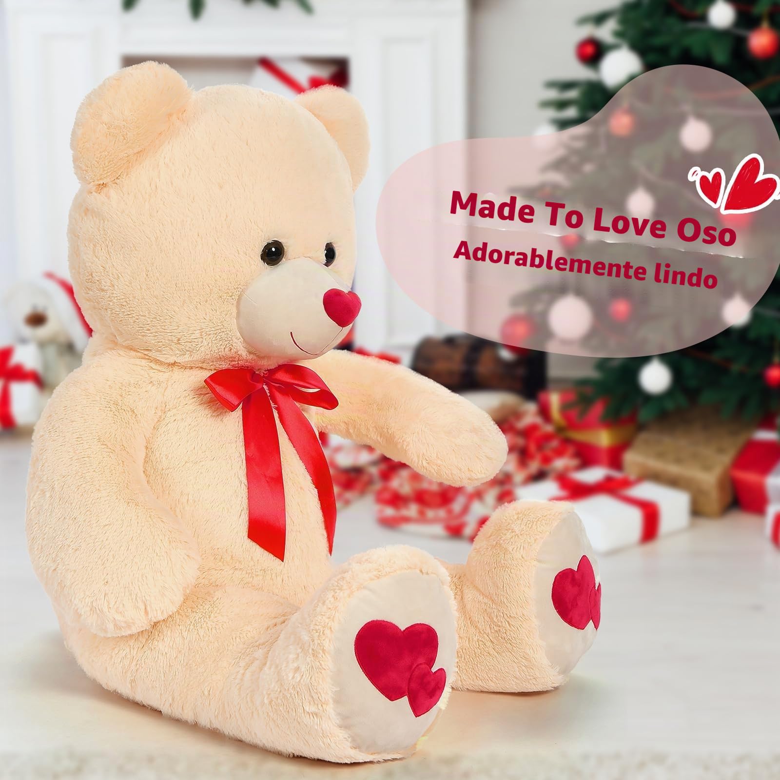MorisMos Oso Peluche Gigante 120cm, Osito de Peluche Grande Suave para Novia Regalos, Teddy Bear Kawaii XXL Marrón Claro para Niñas Esposa Cumpleaños Navidad