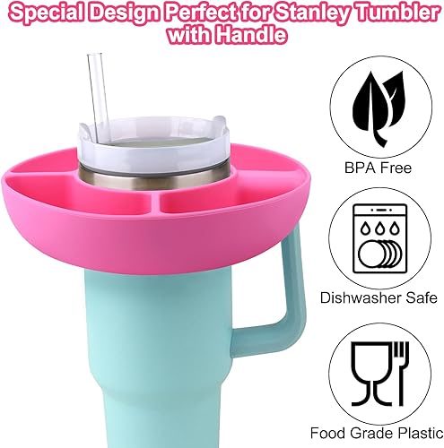 Miniatura 4 de BABORUI Tazón de aperitivos compatible con vaso Stanley de 40 onzas, anillo de silicona reutilizable para accesorios de taza Stanley en color rosa