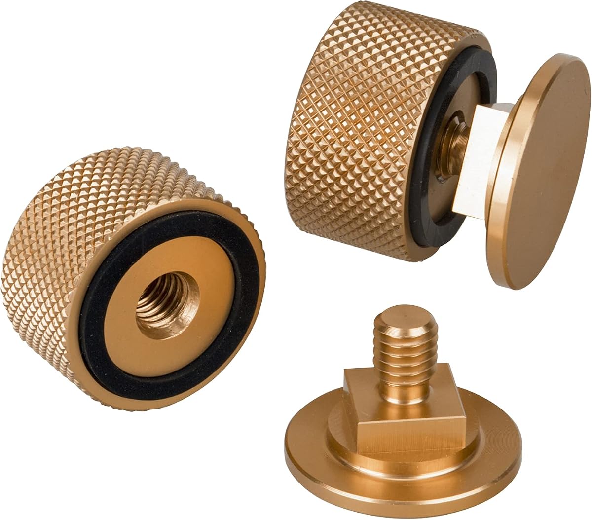 3mirrors Welding Hood (Pipeliner) Helmet Fasteners Gold Headgear Replacement Parts Accessories Screws Flip Hood Aluminum - Anodized w/Silicone Washer 1 Pair