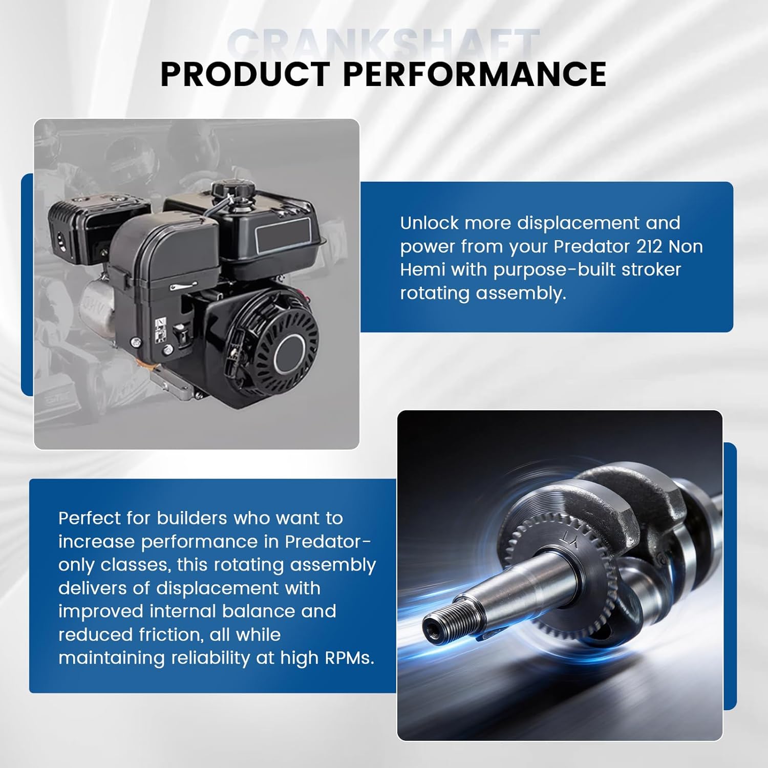 55mm Stroker Crankshaft For Predator 212cc Non Hemi Engine Go Kart Mini Bike