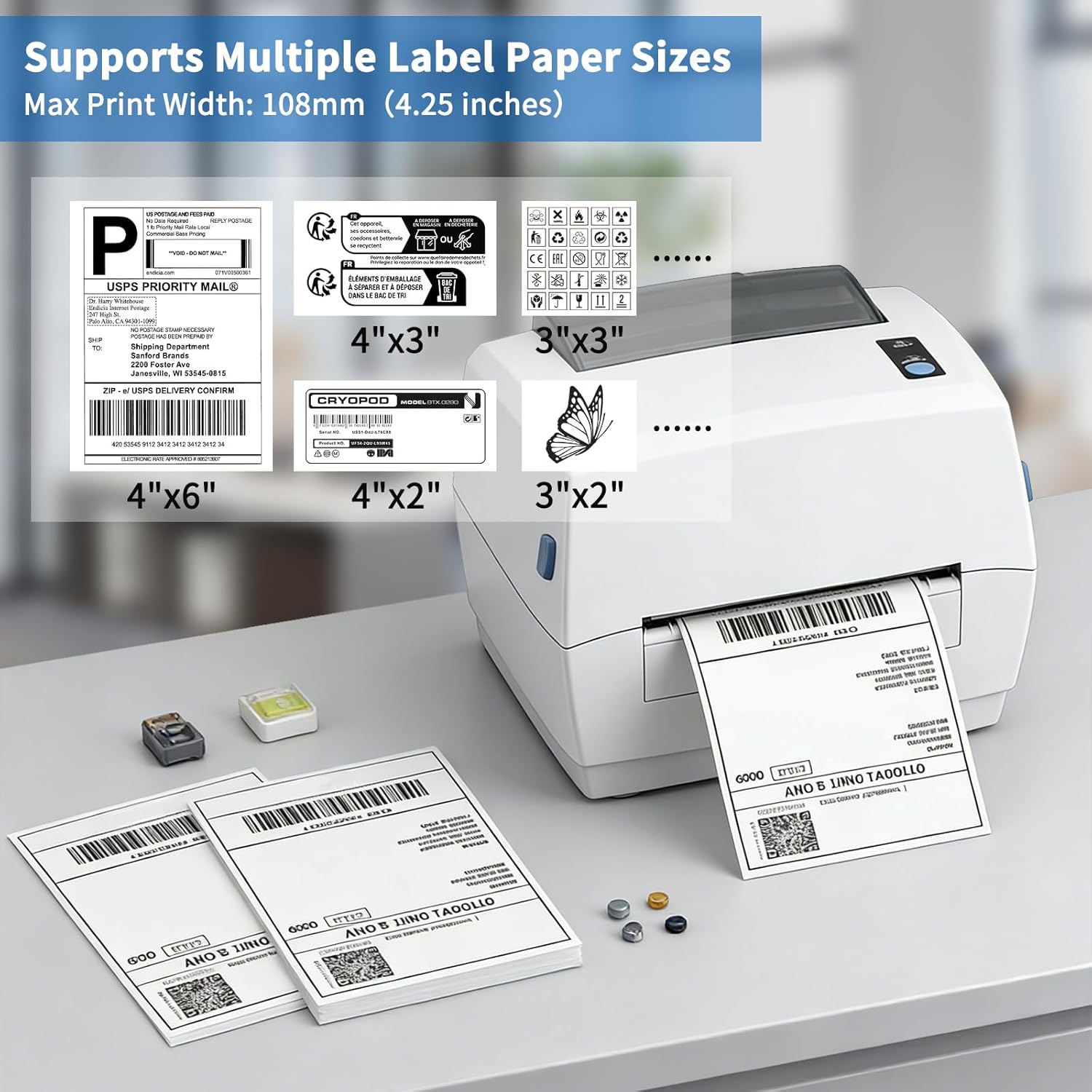 Thermal Shipping Label Printer,4x6 Portable Thermal Address Label Printer for Small Business,Support iPhone, Androidand Windows, Widely Used for Amazon, Shopify, USPS, Etsy